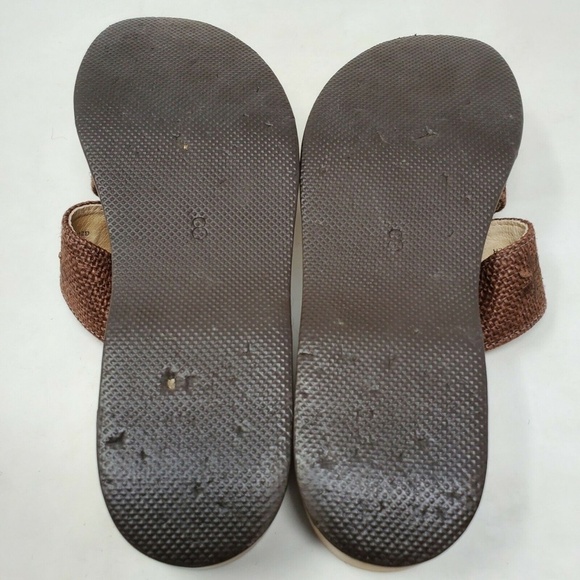 LL BEAN Leather Strappy Slip On Sandal Brown Weave - Picture 10 of 10